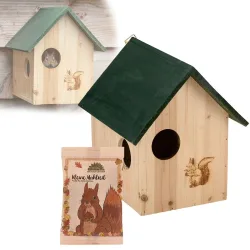 2er-Set Eichhörnchenhaus aus Holz & Eichhörnchenfutter 