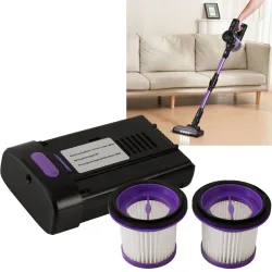 3er-Set HEPA Ersatzfilter & Ersatzakku für Zyklon Staubsauger CH8303, 25,9 V/2000 mAh