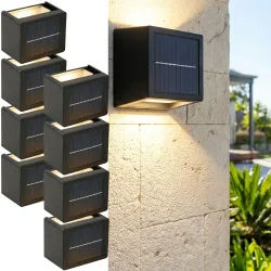 8er-Set LED-Solar-Wandleuchte, warm-/tageslichtweiss