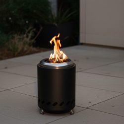 Kompaktes Tischfeuer Edelstahl, anthrazit, 14,5 x 14,5 x 19,5 cm
