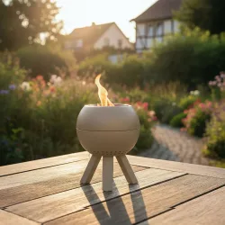 Mini Tischfeuer, beige, 22 x 22 x 27 cm