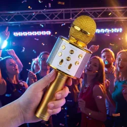 Kabelloses Karaoke-Mikrofon mit Lautsprecher, Bluetooth 5.0, gold