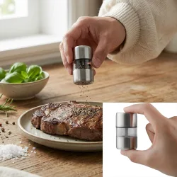 Mini Salz-/Pfeffermühle aus Edelstahl mit Keramikmahlwerk