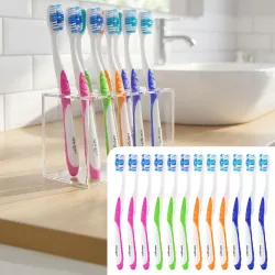 12er-Pack Zahnbürsten mit Zungenreiniger, 4 Farben, Ultra-Soft