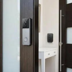 Denver VDB-216 Video-Türsprechanlage Kabellos, WLAN Kamera, Montagezubehör, Außeneinheit Schwarz, Grau