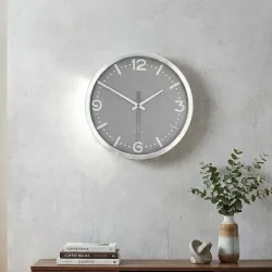 Funkwanduhr Ø30 H4,3cm, grau/metall