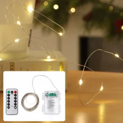 LED-Micro-Lichterkette, 100 warmweisse LEDs, Batterie, 10 m