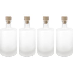 4er-Set Glasflasche mit Korkenverschluss, matt, 500 ml