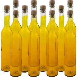 12er-Set Glasflasche mit Korkenverschluss, transparent, 500 ml