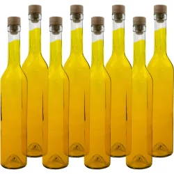 8er-Set Glasflasche mit Korkenverschluss, transparent, 500 ml