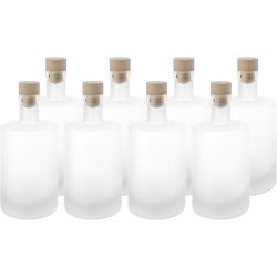 8er-Set Glasflasche mit Korkenverschluss, matt, 500 ml
