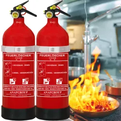 2er-Set Schaumfeuerlöscher, 2L, Fluorfrei, Brandklasse A/F