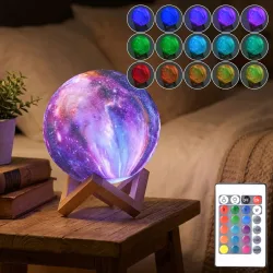3D Galaxy Mond Lampe, dimmbar, 16 Farben & 5 Lichtmodi