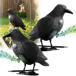 2er-Set Vogelabwehr Krähe mit Soundeffekt, batteriebetrieben