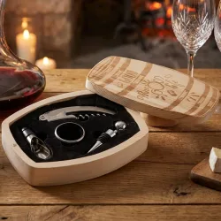 5-teiliges Weinzubehörset in kompakter Holzbox