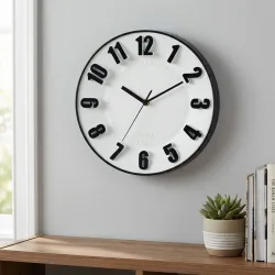 Wanduhr Ø28 x H4,5 cm, schwarz-weiss