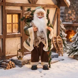 Weihnachtsmann Deko Figur, 30 x 20 x 60 cm, grün/braun/weiss