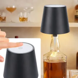 Akku Flaschenleuchte, dimmbar, 3 Lichtfarben, schwarz