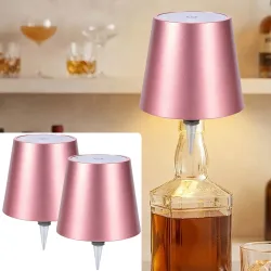 2er-Set Akku Flaschenleuchte, dimmbar, 3 Lichtfarben, rosegold
