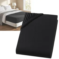 Spannbetttuch für Boxspringbett & Wasserbett, schwarz, 140-160x220 cm