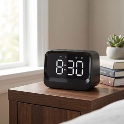 Digitaler Wecker, Bluetooth Lautsprecher, Doppelalarm, LCD Display, schwarz