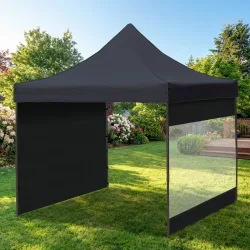 Faltpavillon 3x3m, inkl. 2 Seitenteile, Schwarz