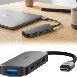 USB-C Hub auf 4x USB-A 3.2 Gen 1, grau