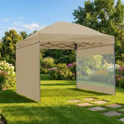 Faltpavillon 3x3m, inkl. 2 Seitenteile, Khaki