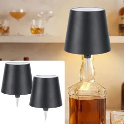 2er-Set Akku Flaschenleuchte, dimmbar, 3 Lichtfarben, schwarz