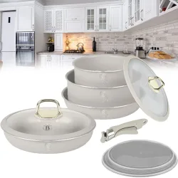 9-teiliges Kochgeschirr Set mit Click-It-Griff, creme