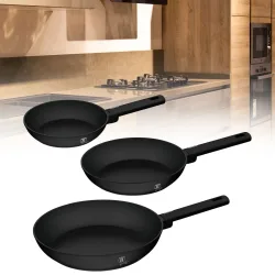 3er-Set Bratpfannen aus Aluminium, Ø20/Ø24/Ø28cm, mattschwarz