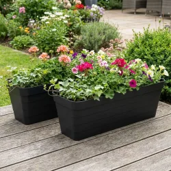 2er-Set Balkonkasten mit Bewässerungssystem, anthrazit, 60x20x19 cm