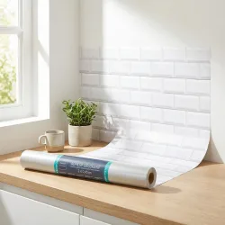 Klebefolie in Backsteinoptik, 45 x 200 cm, weiss