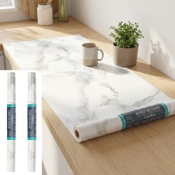 2er-Set Klebefolie weisser Marmor, 45 x 200 cm