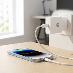 Schnellladegerät GaN USB-C mit Lightning Kabel, 20W, weiss