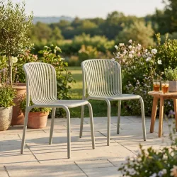 2er-Set Gartenstuhl in Bauhaus-Optik, 52 x 82,5 x 53 cm, beige