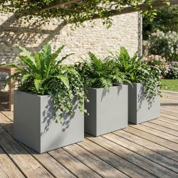 3er-Set Pflanzkasten 25L aus Kunststoff, 38cm, beton-grau
