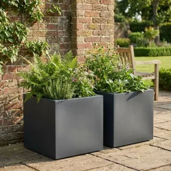 2er-Set Pflanzkasten 25L aus Kunststoff, 38cm, anthrazit
