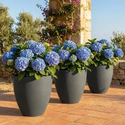 3er-Set Blumentopf rund, 38cm, graphit