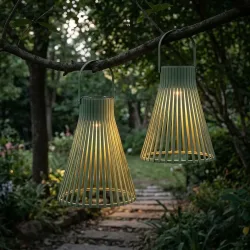 2er-Set Solar Hängelampe im Netz-Design, Ø20 x H24,50 cm, grün
