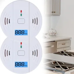 2er-Set Kohlenmonoxid-Melder mit LCD-Display, 85 dB Alarm, weiss