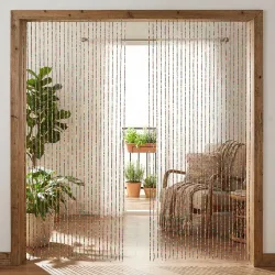 2er-Set Türvorhang 90x180cm, 31 Stränge mit bunten Bambusperlen