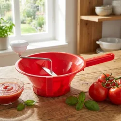 Passiermühle aus Polypropylen & Edelstahl, Ø26 cm, rot/weiss