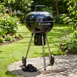 Kugelgrill mit Thermometer, 2 Räder, Ø47 cm, schwarz