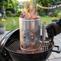Grill-Anzündkamin mit Hitzeschild, 17 x 27,5 cm