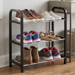 Schuhregal mit 3 Gitter-Ebenen für 6 Paar Schuhe