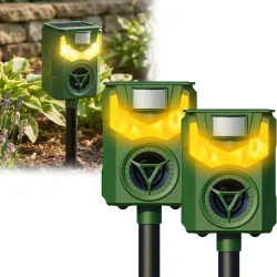 2er-Set Solar & USB Tiervertreiber mit Ultraschall & Flammenlicht