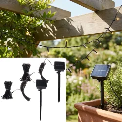 2er-Set Solar Lichterkette, 100 warm-weisse LEDs, ca. 12 m