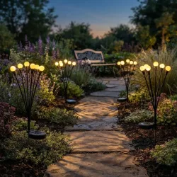 4er-Set Solar Gartenleuchte, 8 LEDs, 65 cm