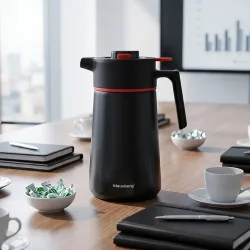 Konferenzthermoskanne, 2.5L, schwarz & rot